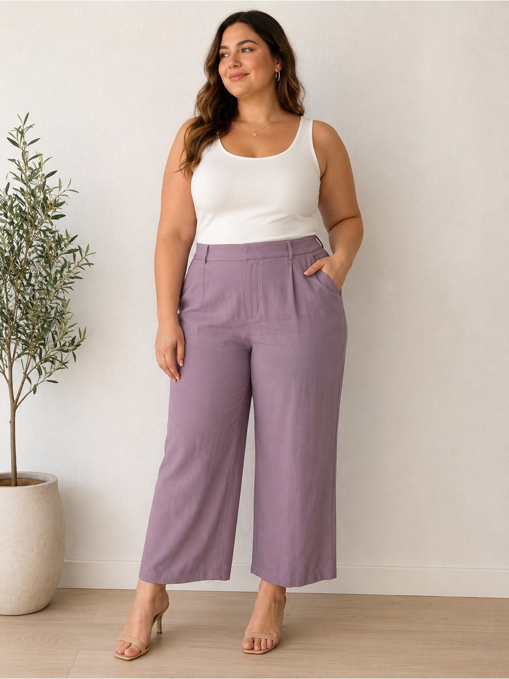 HALARA Wide-Leg Pants in Mauve